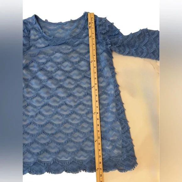 Sara Campbell Blue Fringe Tunic Top in XS